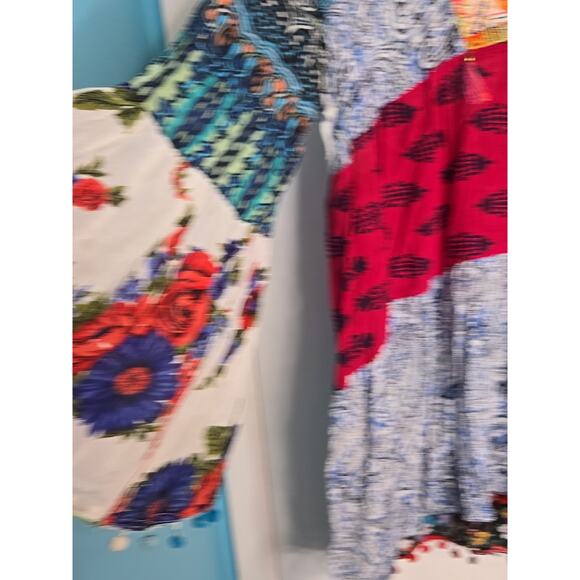 Anandas Boho Patchwork Tunic top Bell Sleeve Tassel Dress Women's Size XXL - Picture 4 of 11